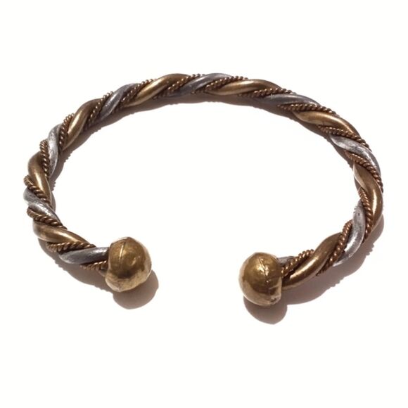 Vintage Mixed Metal Twisted Copper Brass Silver Cuff Bracelet - Picture 3 of 4